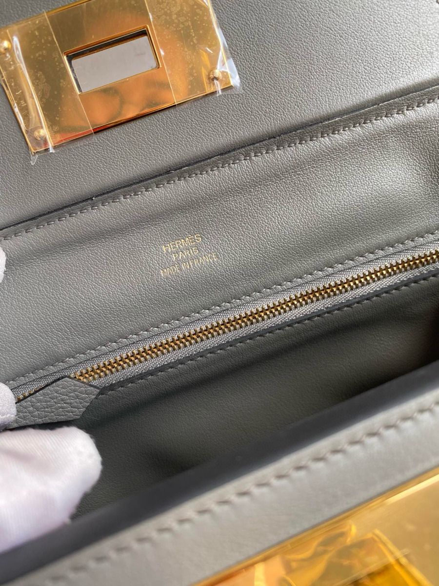 Hermes 24/24 Mini 21 Handmade Bag in Gris Meyer Evercolor Leather - Image 10