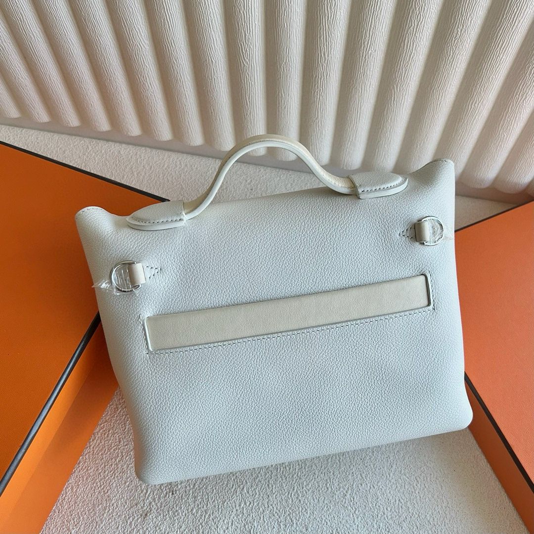 Hermes 24/24 Mini 21 Handmade Bag in White Evercolor Leather - Image 7