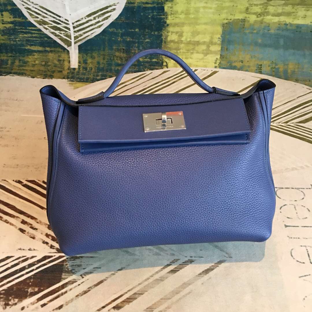 Hermes 24/24 29 Bag In Blue Clemence Calfskin - Image 4