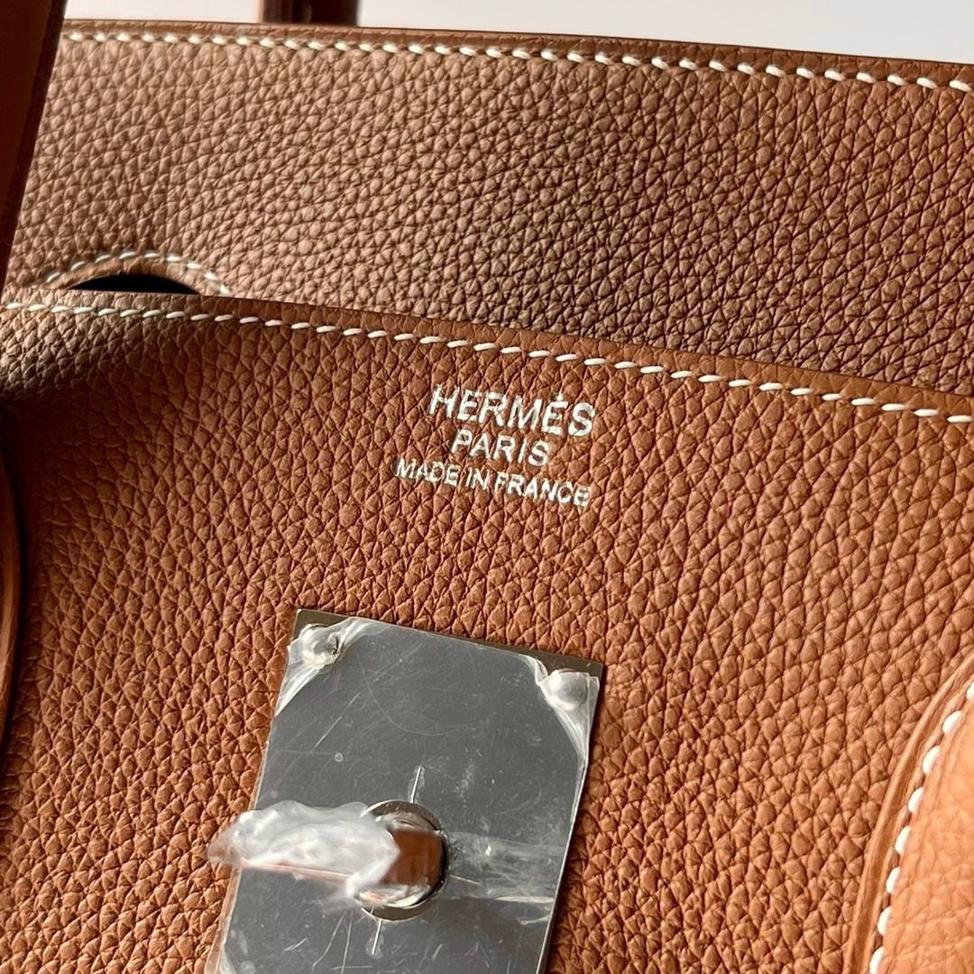 Hermes HAC Birkin 40 Handmade Bag in Gold Clemence Leather - Image 6