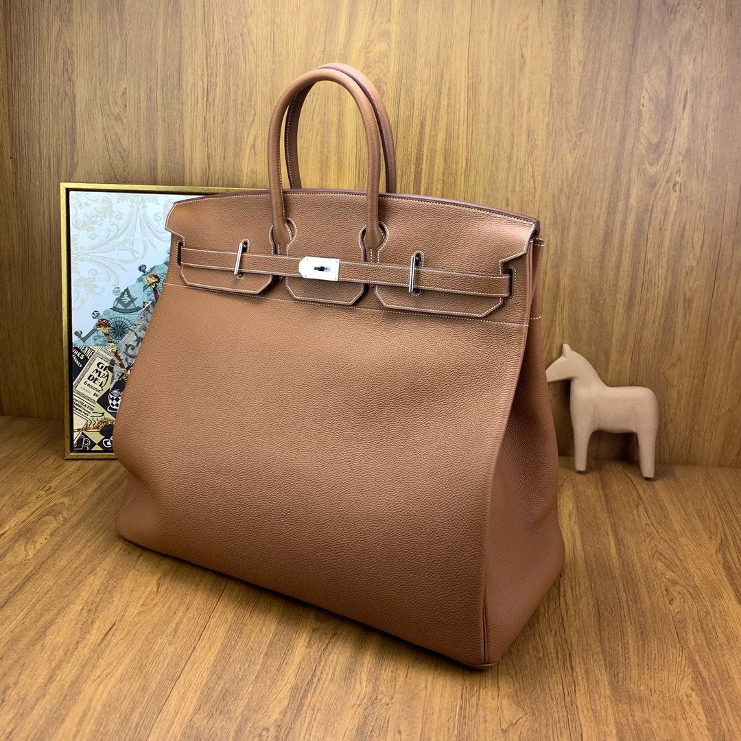Hermes Birkin HAC 50 Handmade Bag in Gold Clemence Leather - Image 4