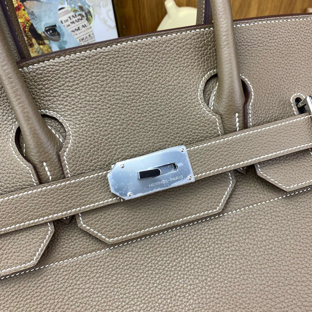 Hermes Birkin HAC 50 Handmade Bag in Taupe Clemence Leather - Image 7