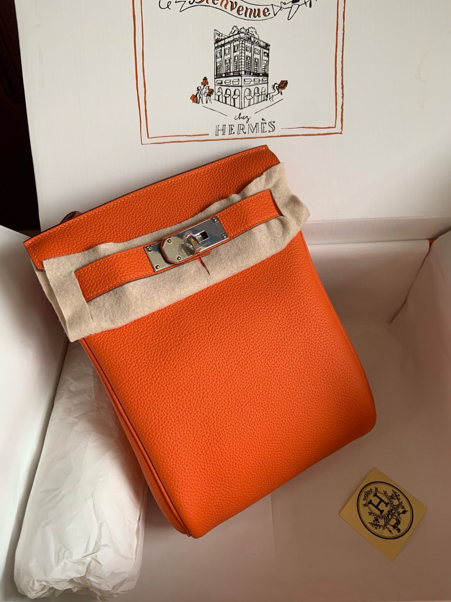 Hermes Hac a Dos PM Backpack in Orange Clemence Leather - Image 4