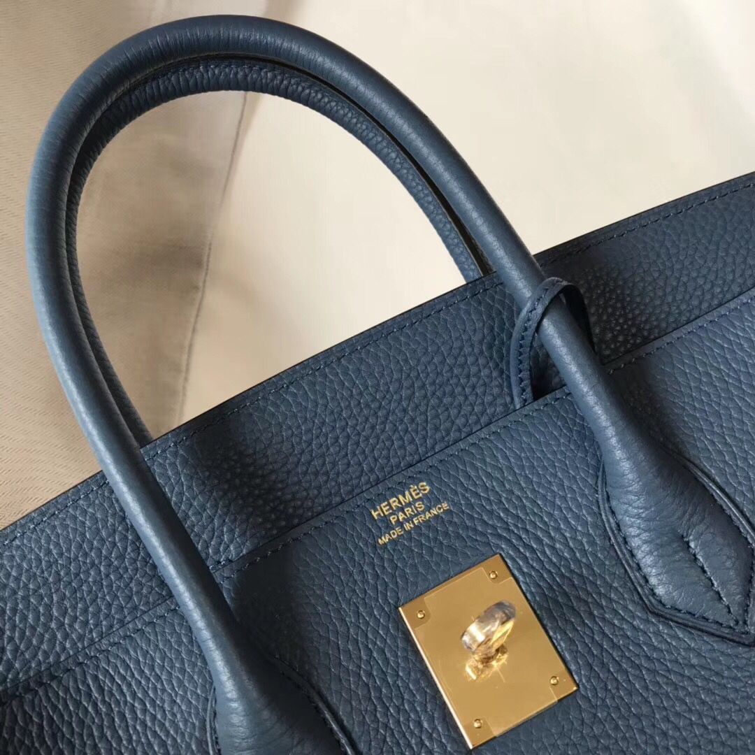 Hermes Blue Agate Clemence Birkin 30cm Bag - Image 7