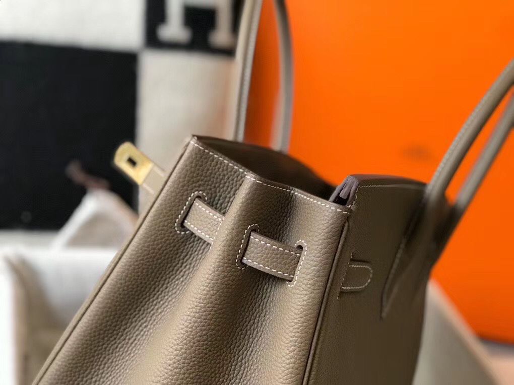 Hermes Birkin 30cm Bag In Taupe Clemence Leather GHW - Image 6