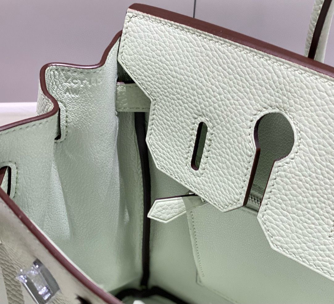 Hermes Birkin 30cm Bag In Vert Fizz Clemence Leather PHW - Image 8