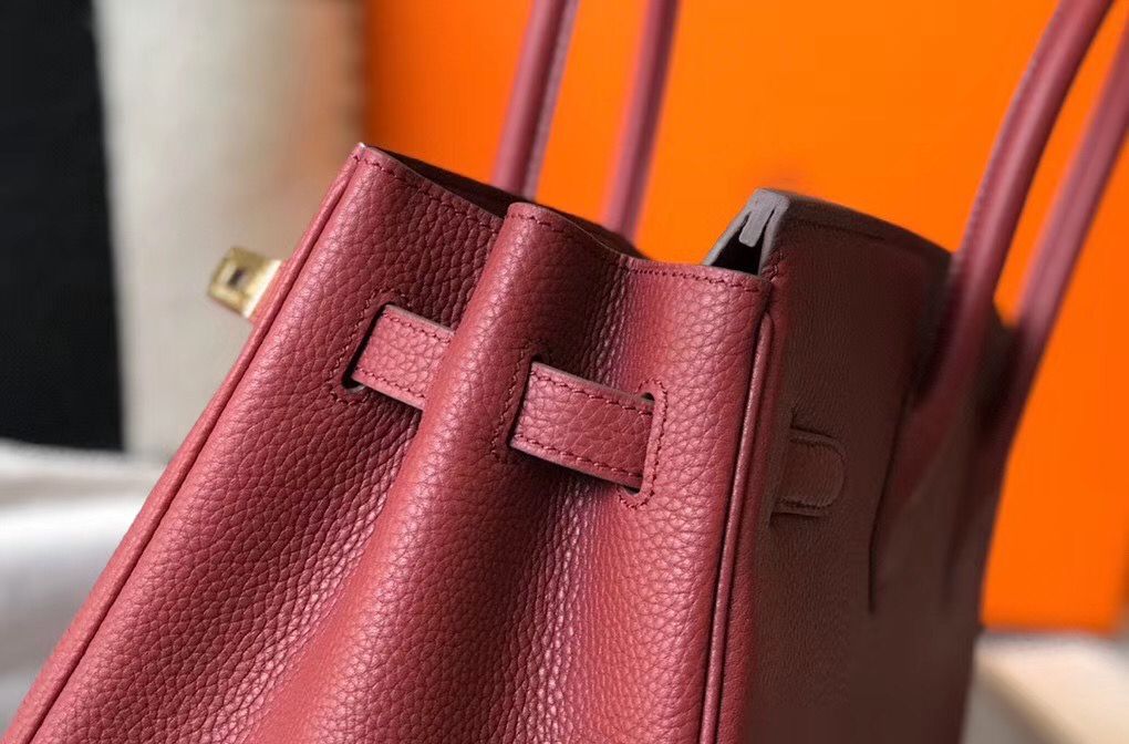 Hermes Birkin 35cm Bag In Bordeaux Clemence Leather GHW - Image 7