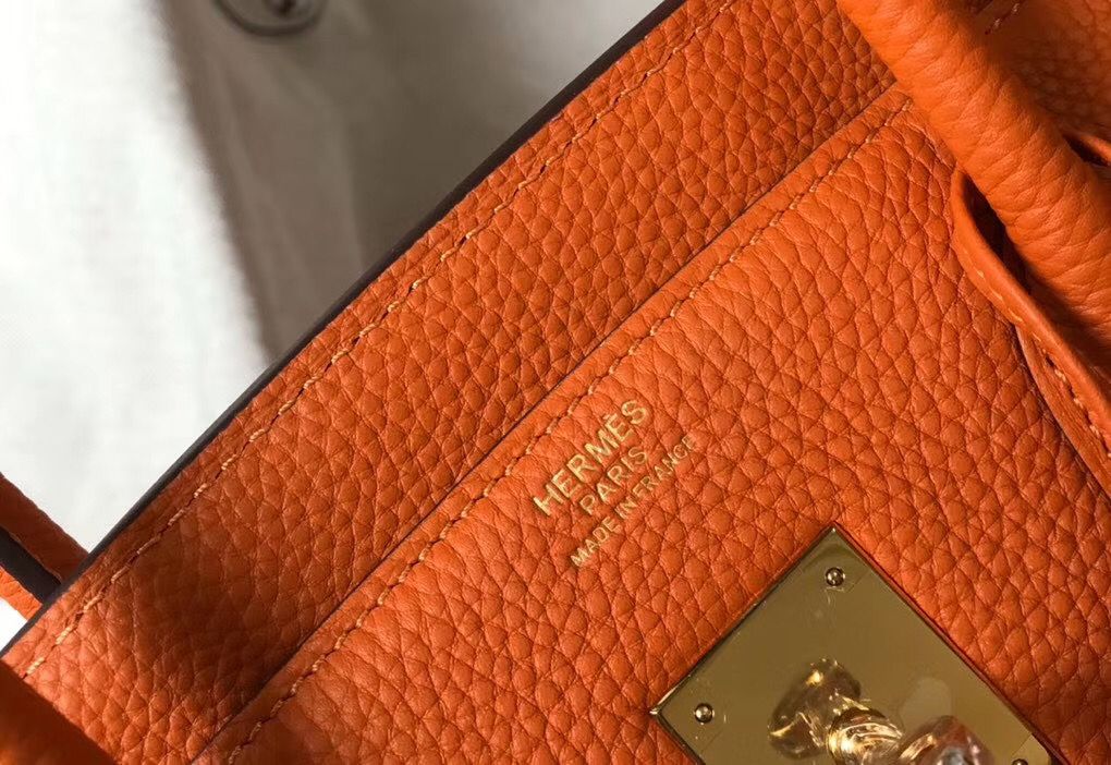 Hermes Birkin 35cm Bag In Orange Clemence Leather GHW - Image 8