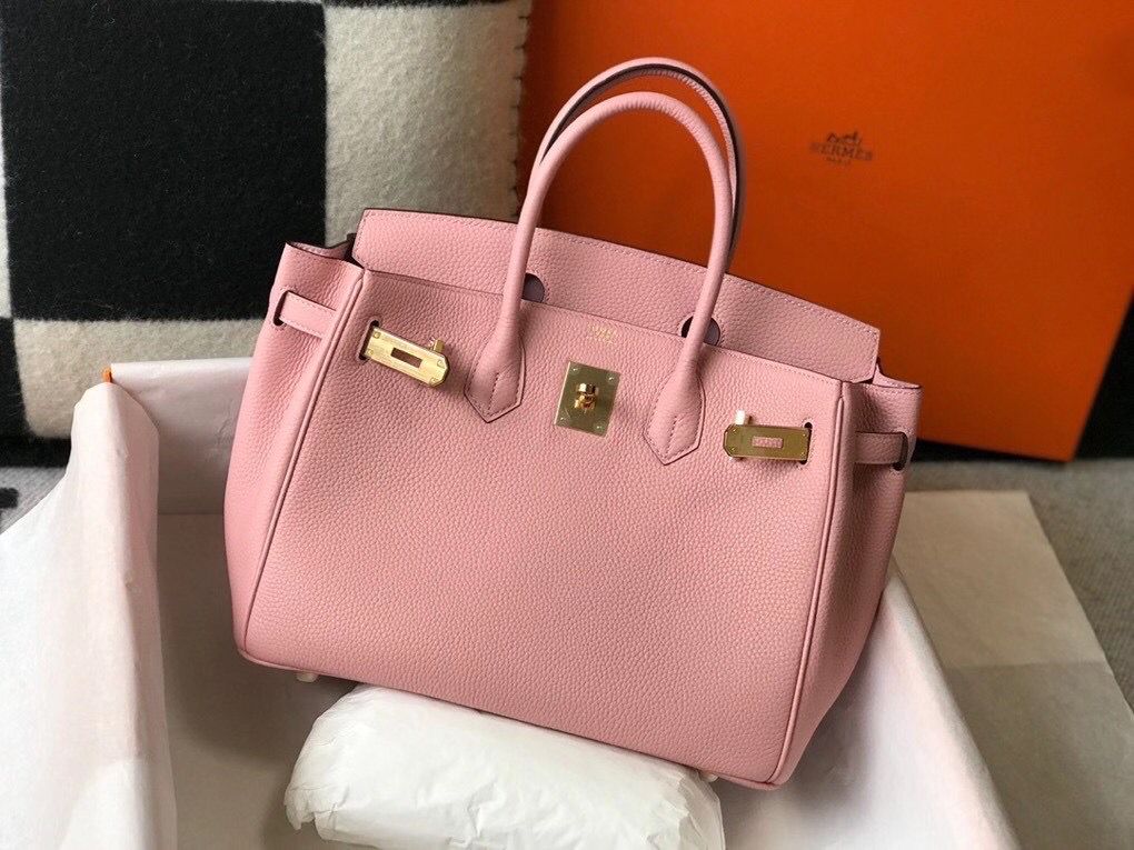 Hermes Birkin 35cm Bag In Pink Clemence Leather GHW - Image 4