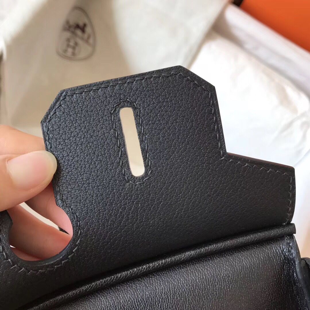 Hermes Birkin 30 Handmade Bag In Black Clemence Leather - Image 3