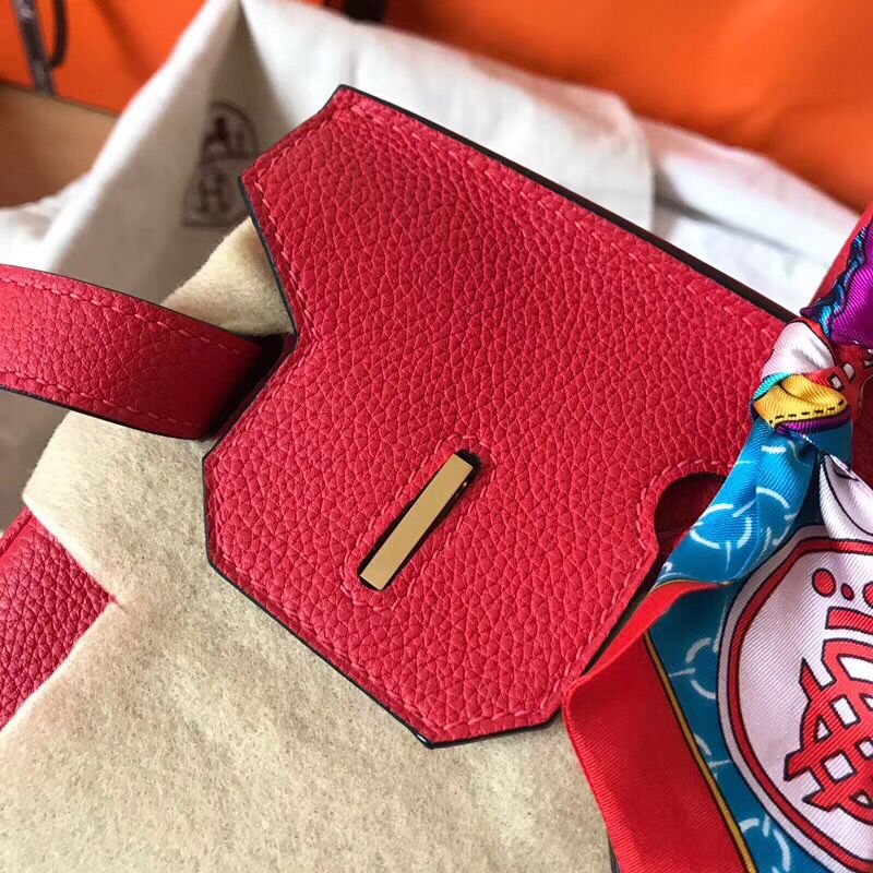 Hermes Birkin 30 Handmade Bag In Red Clemence Leather - Image 8