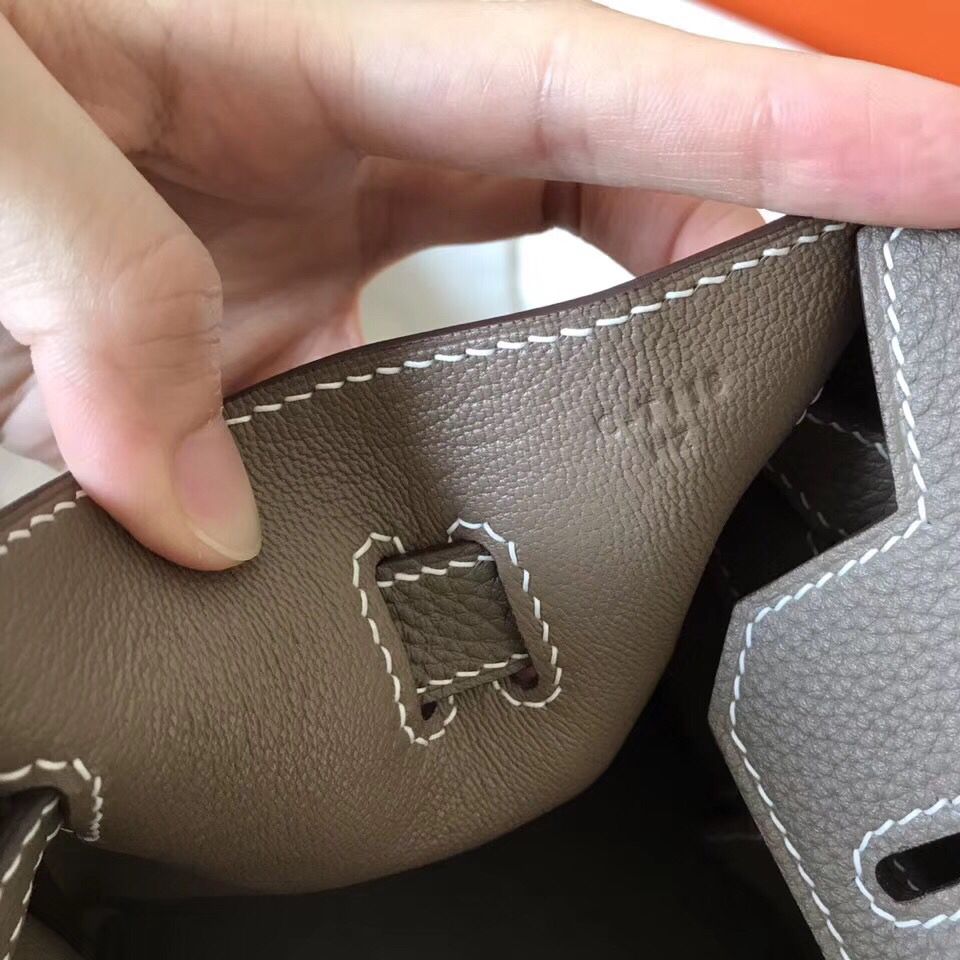 Hermes Birkin 30 Handmade Bag In Etain Clemence Leather - Image 7