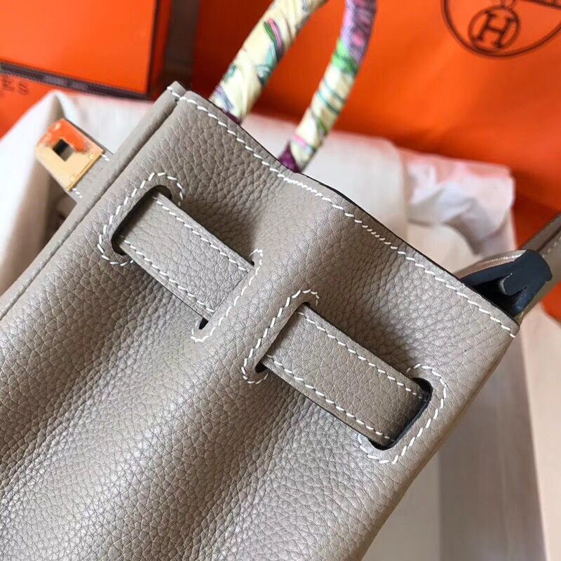 Hermes Birkin 30 Handmade Bag In Grey Clemence Leather - Image 6