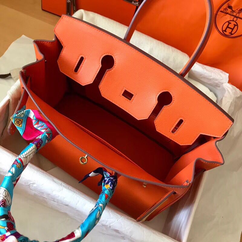 Hermes Birkin 30 Handmade Bag In Orange Epsom Leather - Image 5