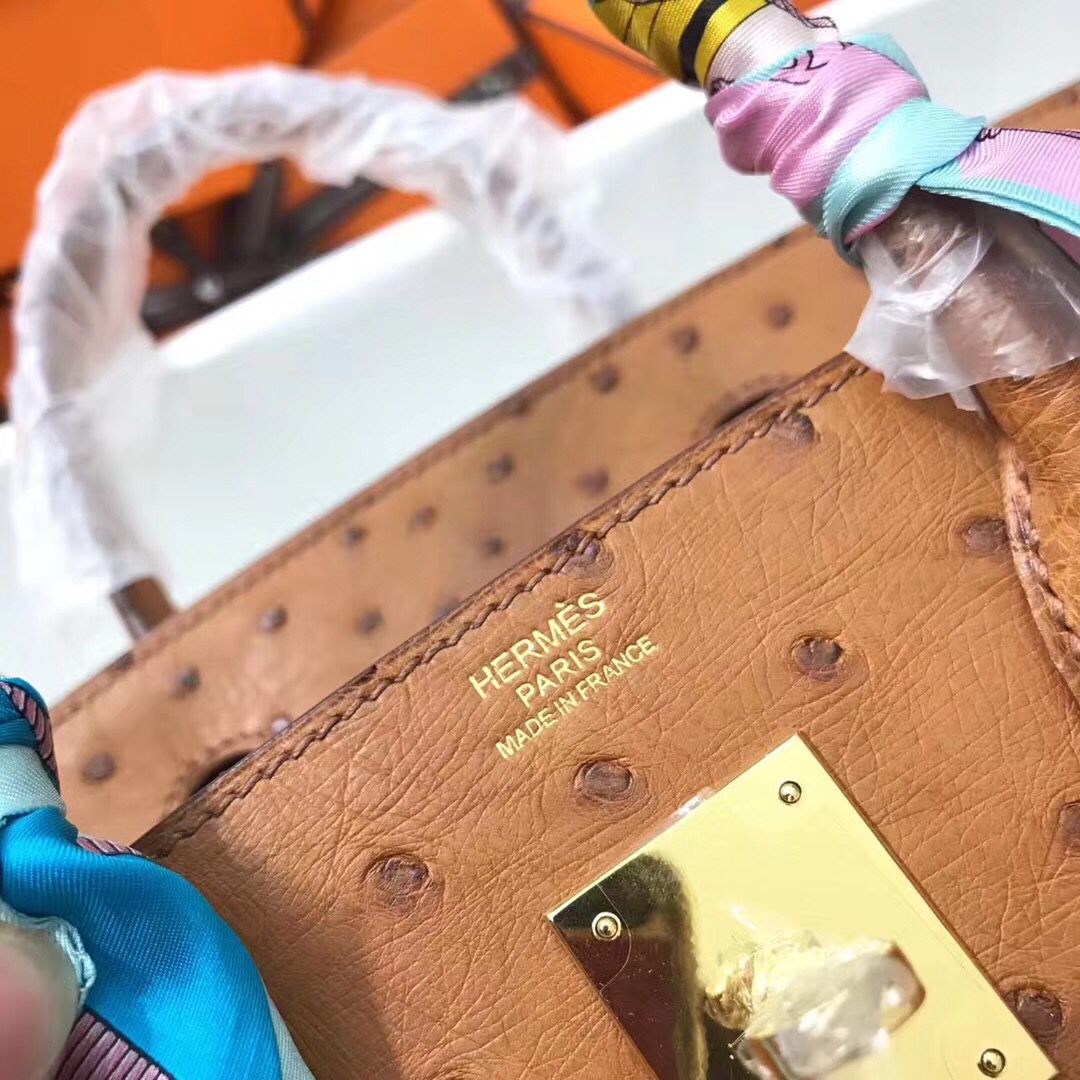 Hermes Birkin 30 Handmade Bag In Brown Ostrich Skin - Image 7
