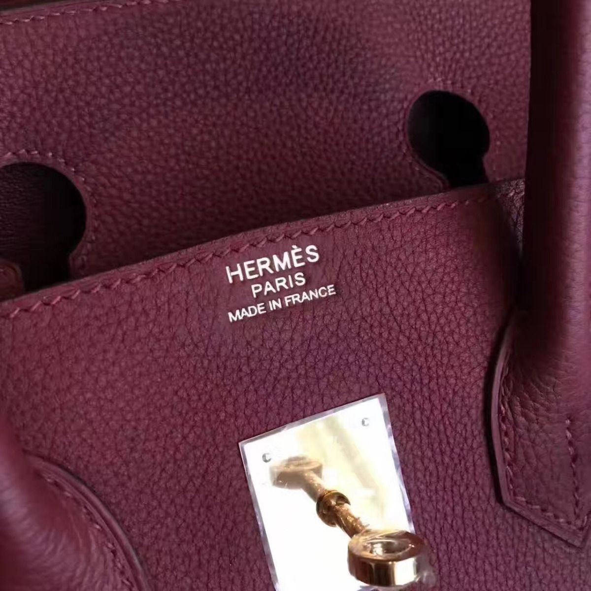 Hermes Birkin 35 Handmade Bag In Bordeaux Clemence Leather - Image 8
