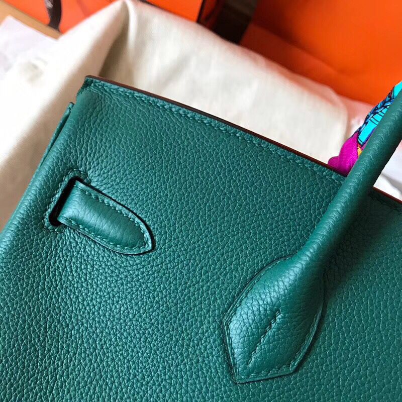 Hermes Birkin 35 Handmade Bag In Malachite Clemence Leather - Image 4