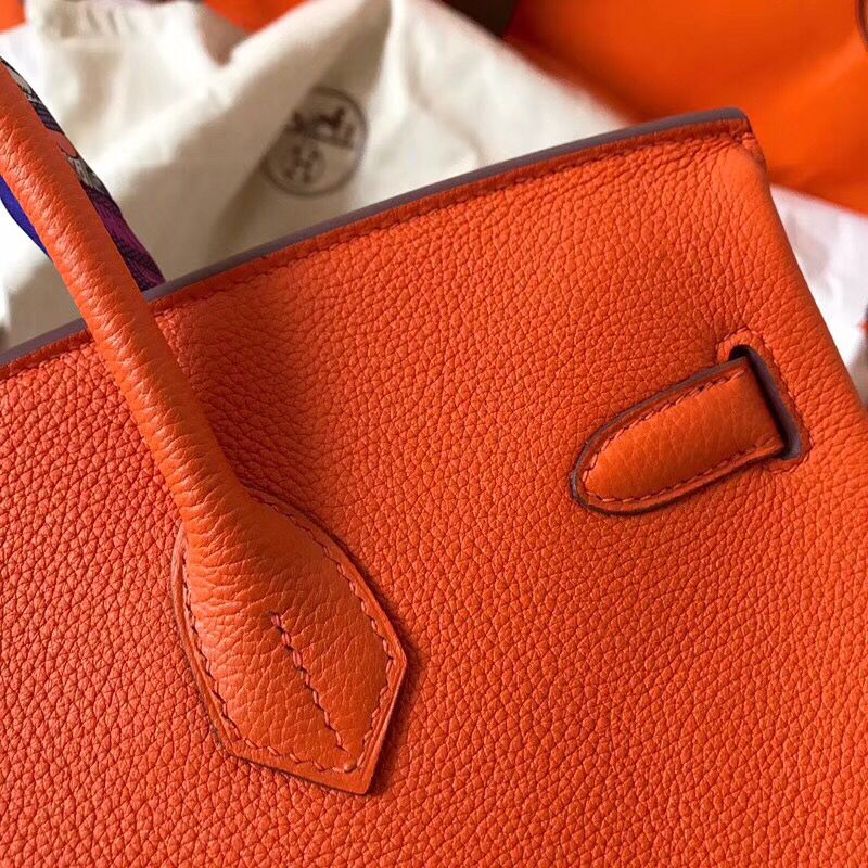 Hermes Birkin 35 Handmade Bag In Orange Clemence Leather - Image 4