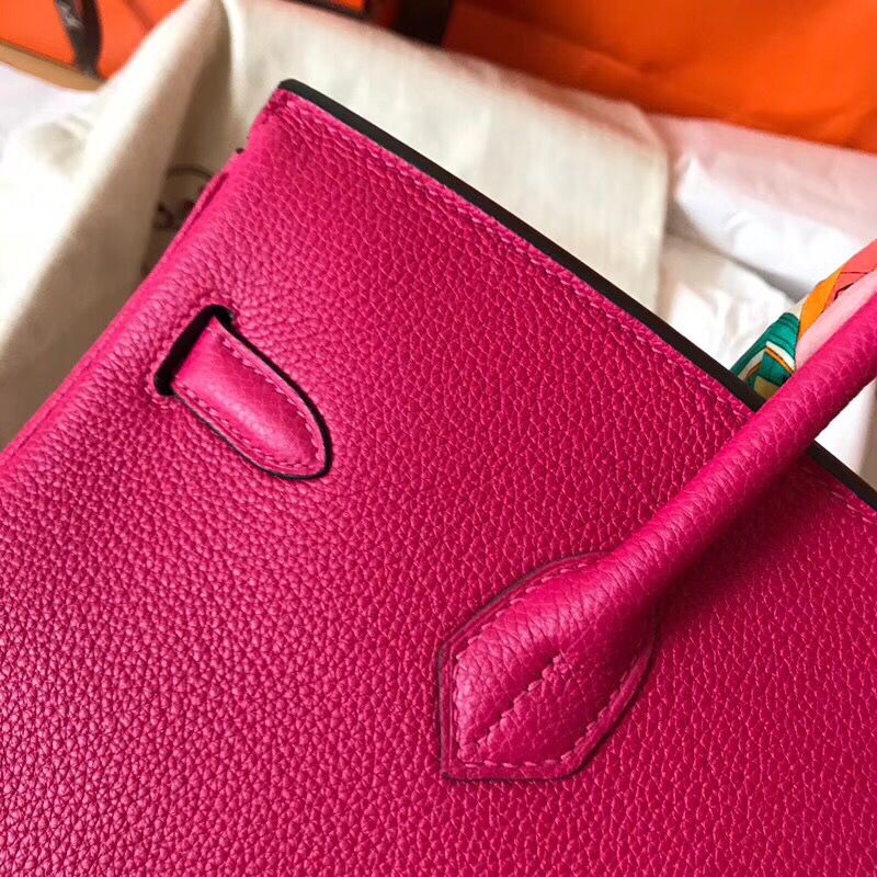 Hermes Birkin 35 Handmade Bag In Peach Clemence Leather - Image 4