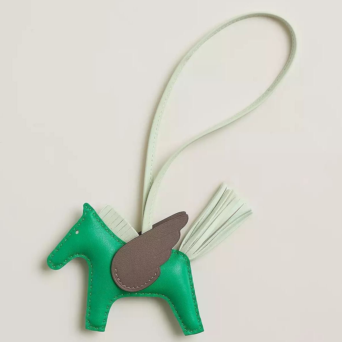 Hermes Rodeo Pegase PM Bag Charm in Menthe/Taupe/Vert Fizz Lambskin