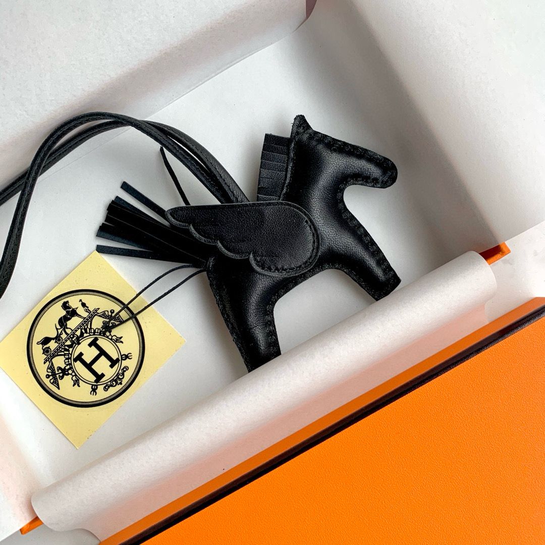 Hermes Rodeo Pegase PM Bag Charm in Black Lambskin - Image 3