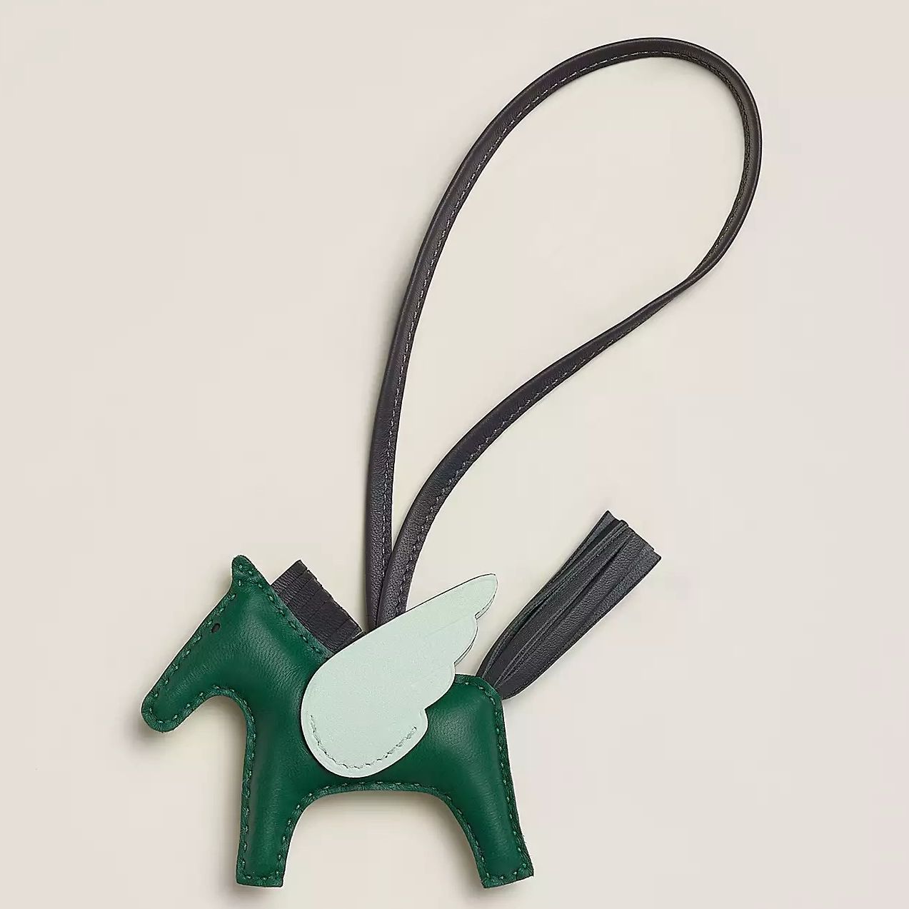Hermes Rodeo Pegase PM Bag Charm in Green/Ardoise/Celeste Lambskin