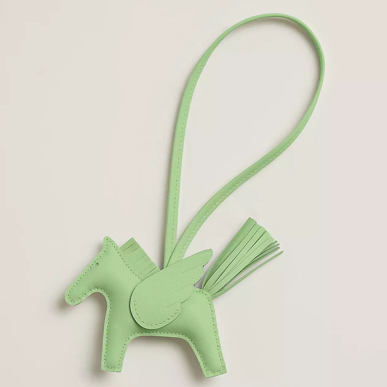 Hermes Rodeo Pegase PM Bag Charm in Vert Cypres Milo Lambskin