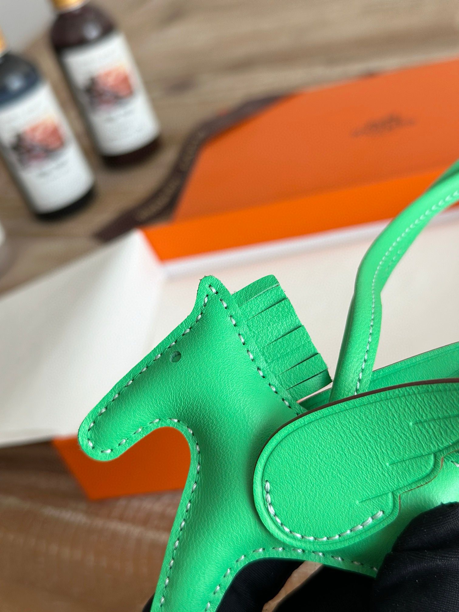 Hermes Rodeo Pegase PM Bag Charm in Vert Comics Milo Lambskin - Image 5