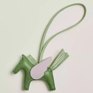 Hermes Rodeo Pegase PM Bag Charm in Vert/Vert Criquet/Mauve Pale Lambskin