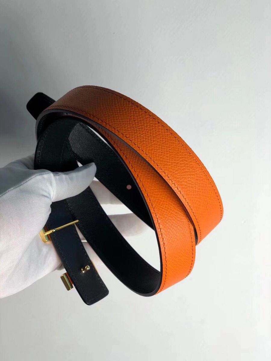 Hermes Mini Constance 24mm Reversible Belt Black/Orange - Image 3
