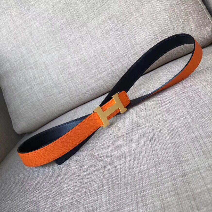 Hermes Mini Constance 24mm Reversible Belt Black/Orange - Image 5