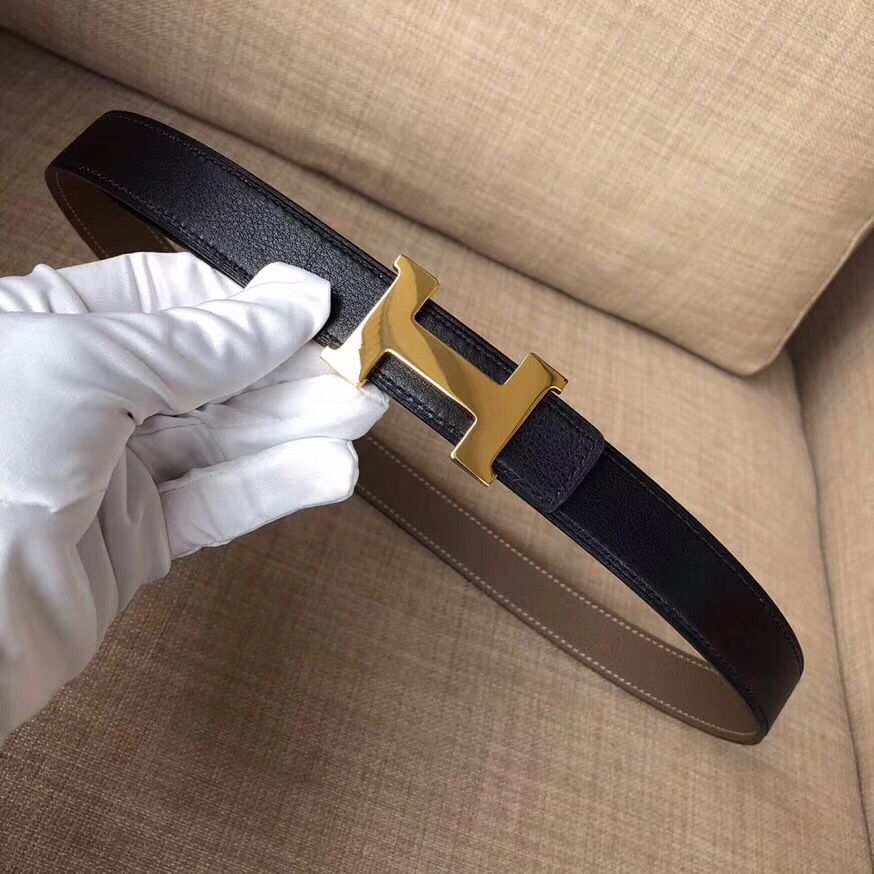 Hermes Mini Constance 24mm Reversible Belt Black/Taupe - Image 4