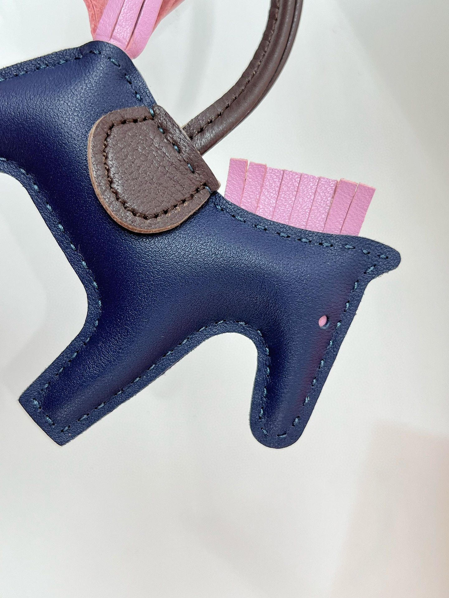 Hermes Rodeo PM Bag Charm in Blue/Chocolate/Pink Lambskin - Image 4