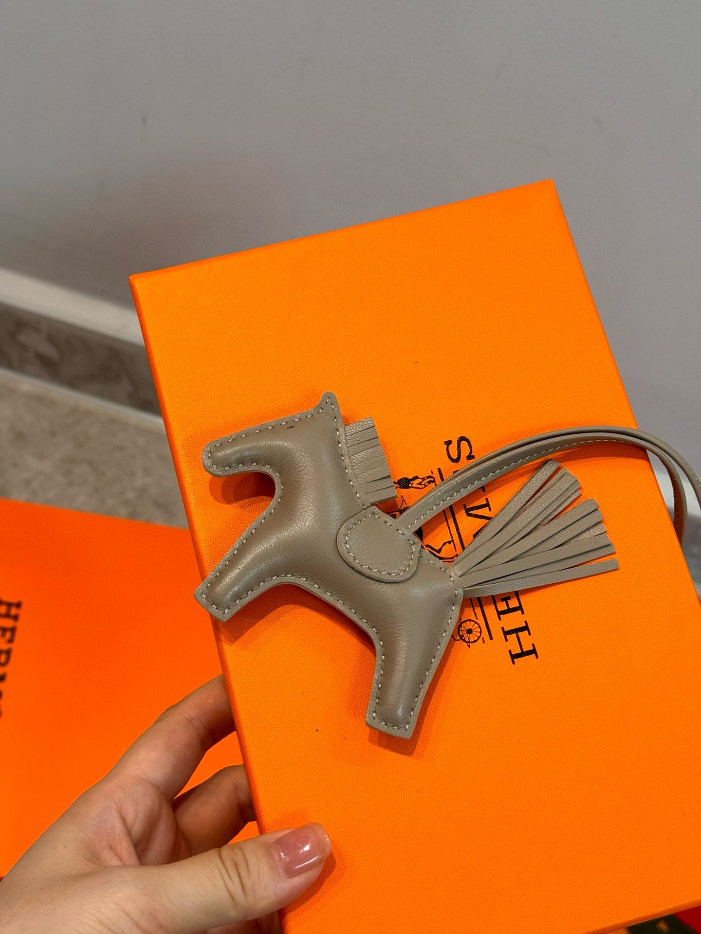 Hermes Rodeo PM Bag Charm in Grey Milton Lambskin - Image 5