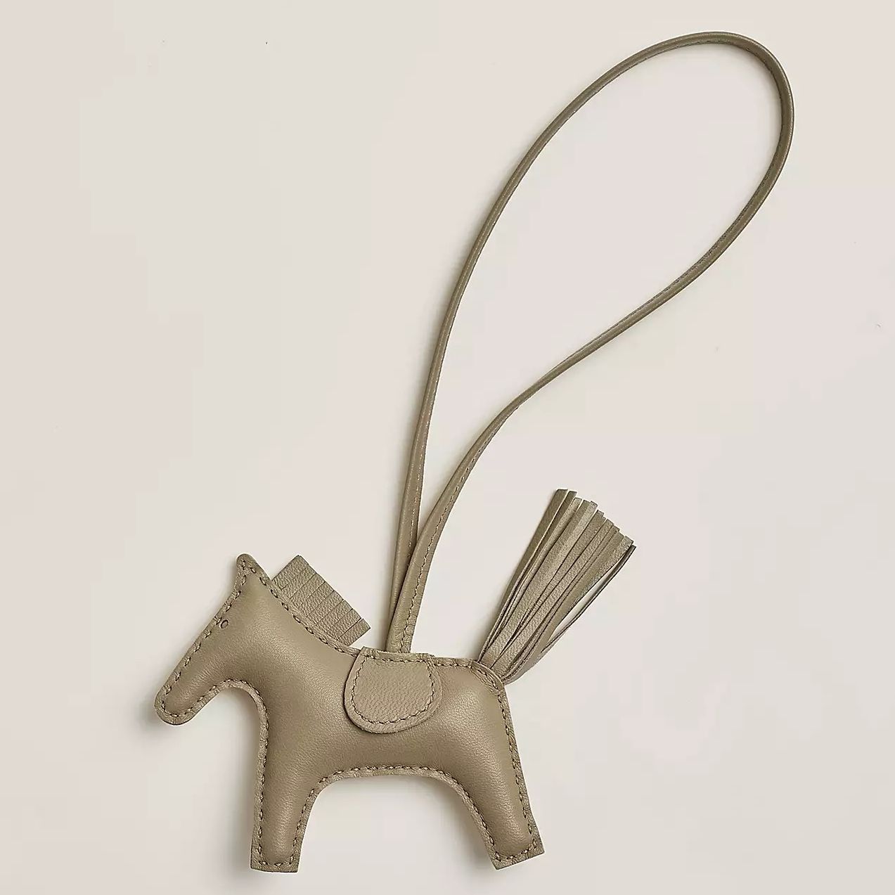 Hermes Rodeo PM Bag Charm in Grey Milton Lambskin