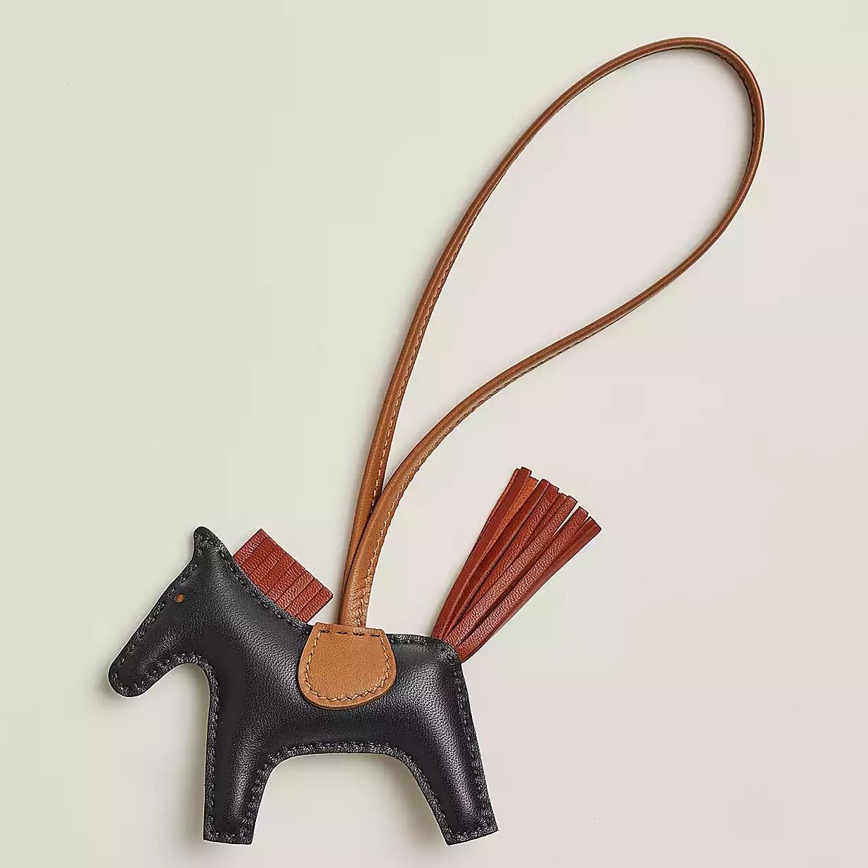 Hermes Rodeo PM Bag Charm in Black/Gold/Sesame Lambskin