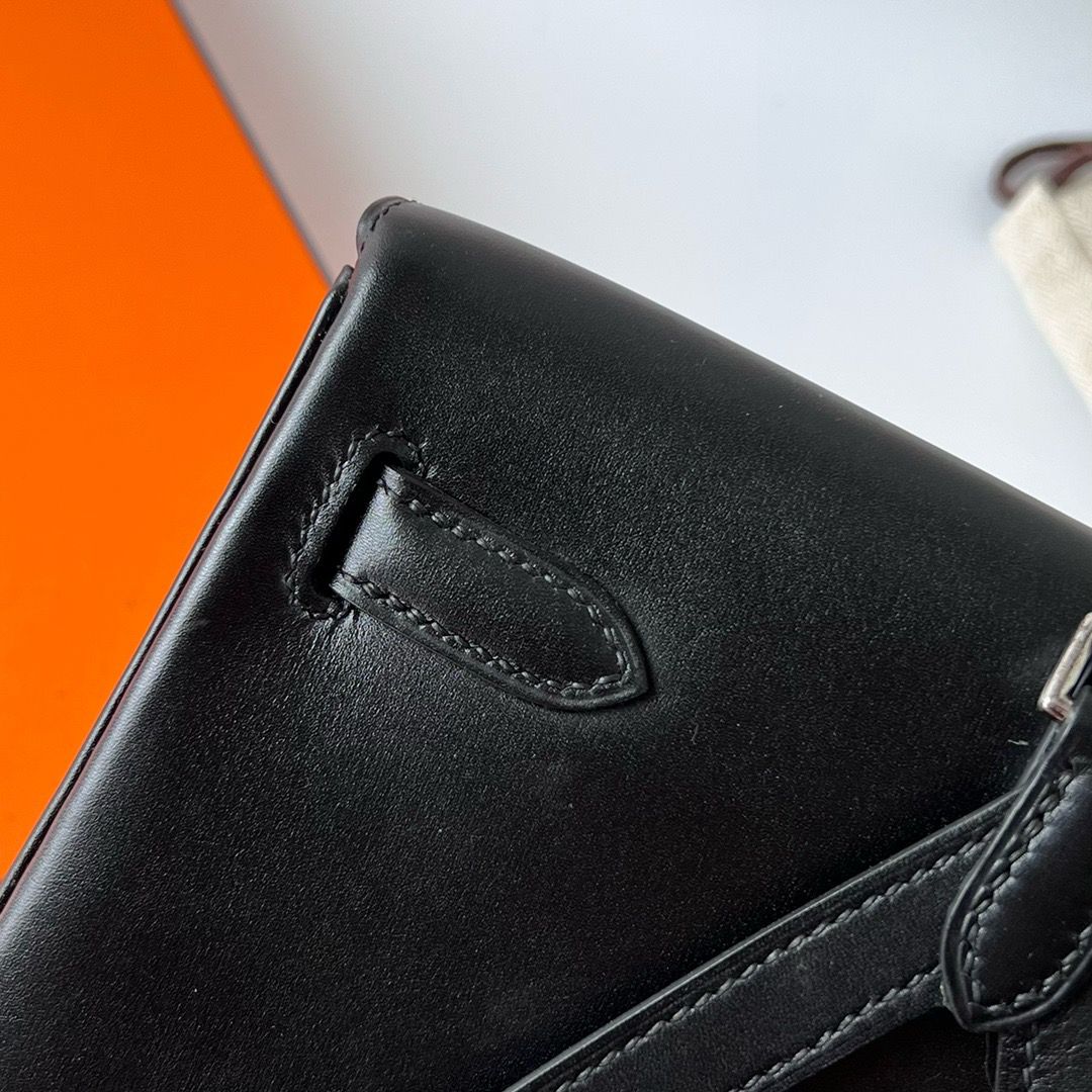 Hermes Kelly Ado Backpack in Black Box Calf Leather - Image 4