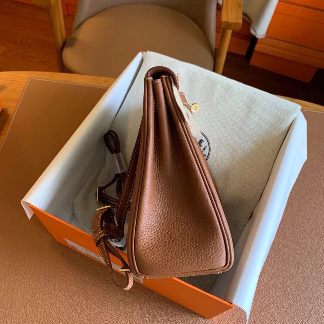 Hermes Kelly Ado Backpack in Gold Clemence Leather - Image 4