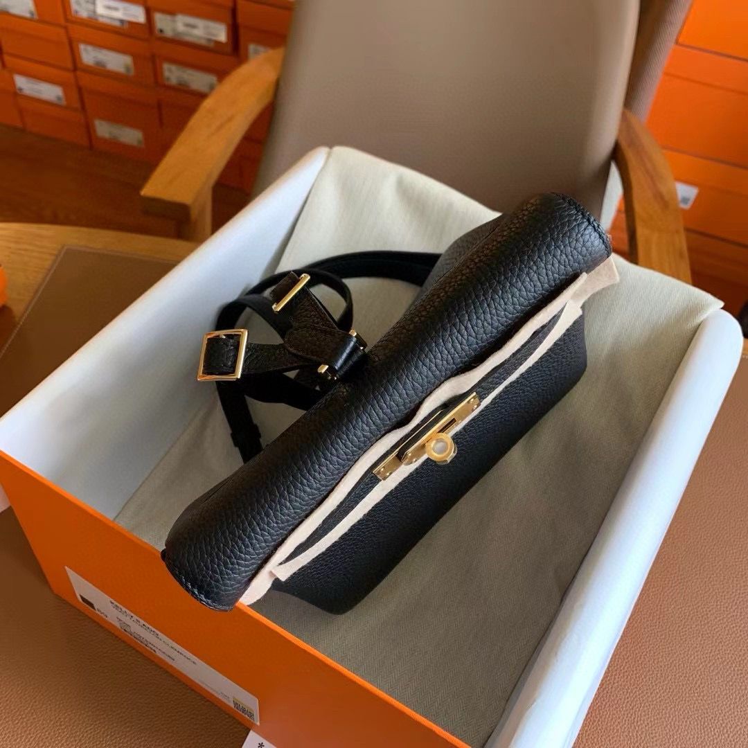 Hermes Kelly Ado Backpack in Black Clemence Leather - Image 7