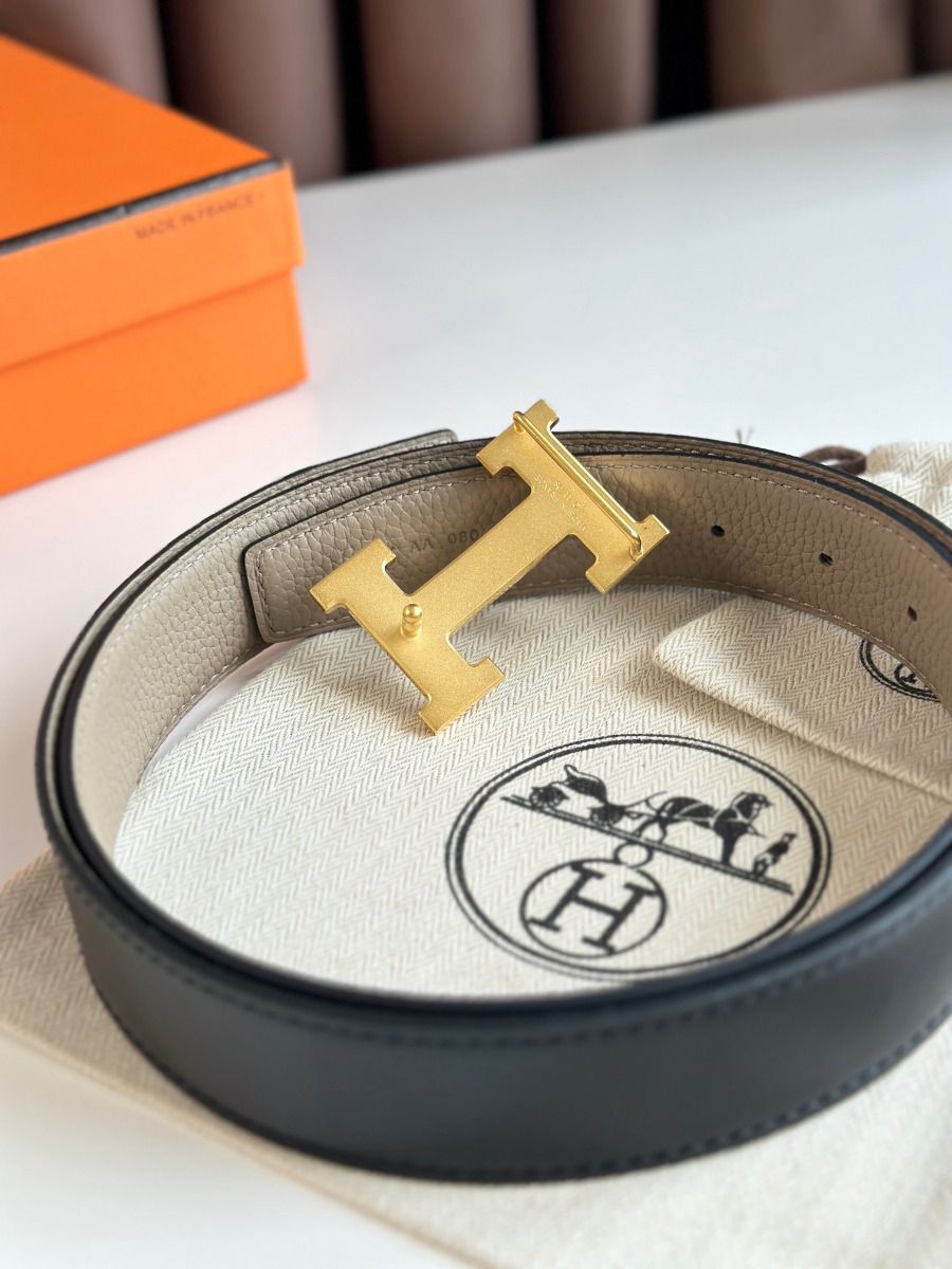 Hermes H Reversible Belt 32MM in Black Clemence Leather - Image 7