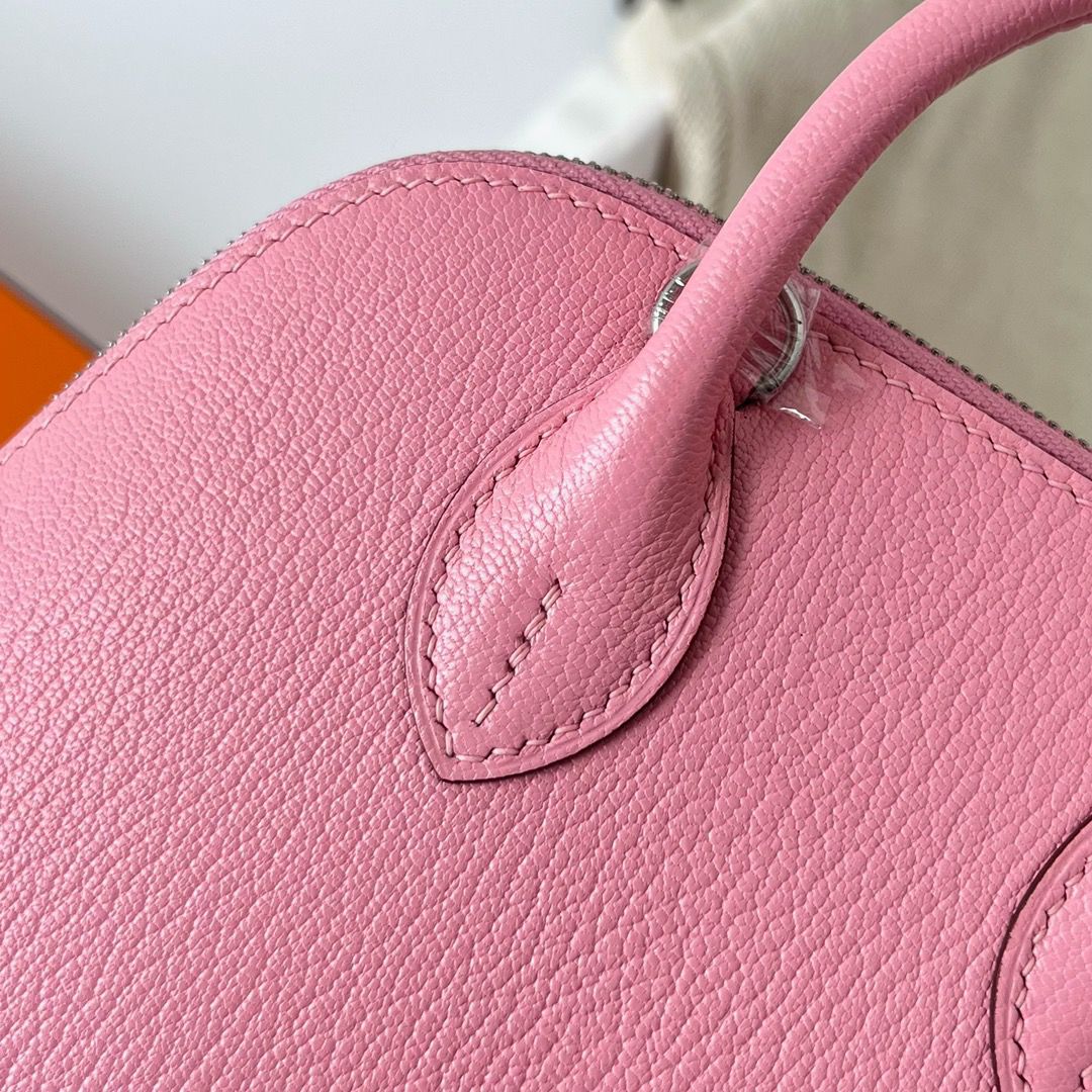 Hermes Bolide 1923 Mini Handmade Bag In Rose Confetti Chevre Mysore Leather - Image 6