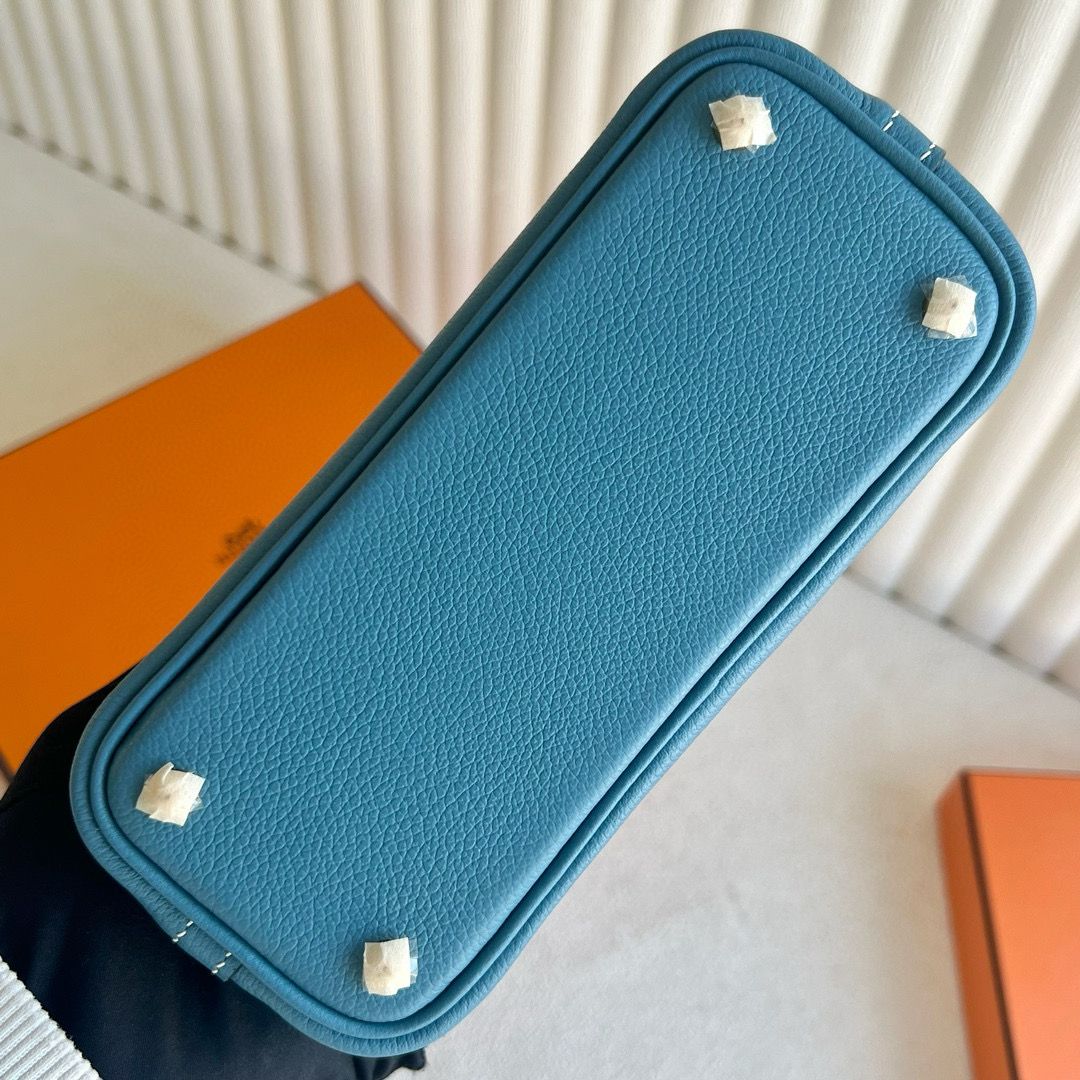 Hermes Bolide 1923 Mini Handmade Bag Blue Jean Evercolor Calfskin - Image 10