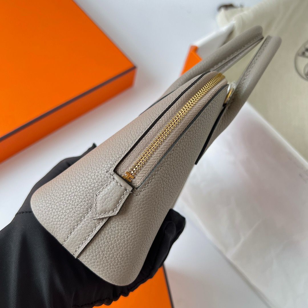 Hermes Bolide 1923 Mini Handmade Bag In Gris Asphalt Evercolor Calfskin - Image 4