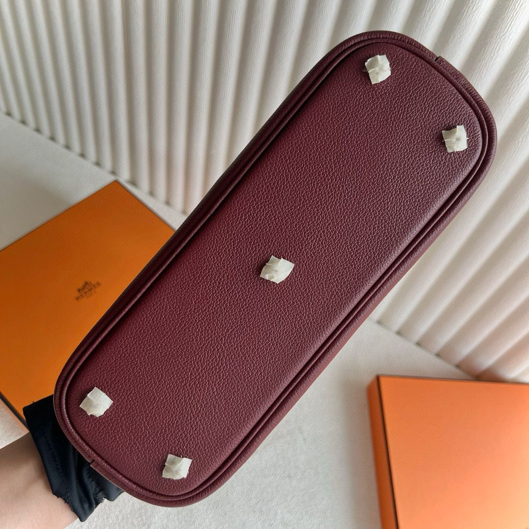 Hermes Bolide 1923 25 Handmade Bag in Rouge H Evercolor Calfskin - Image 10