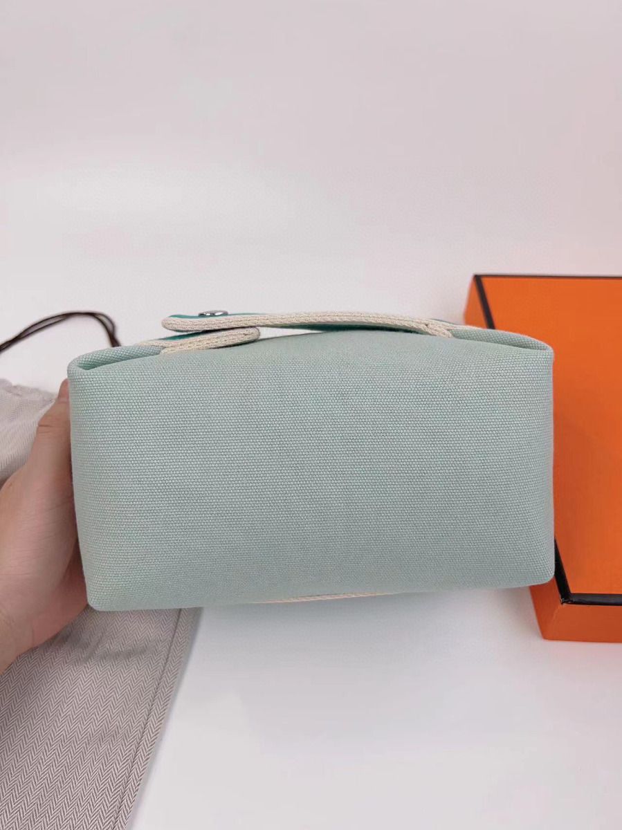 Hermes Bride-a-Brac Large Case in Light Green Canvas - Image 3