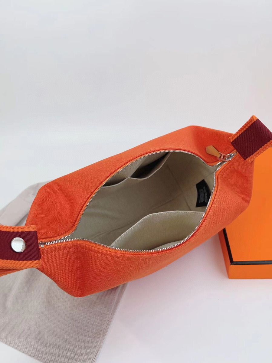 Hermes Bride-a-Brac Large Case in Orange Canvas - Image 9