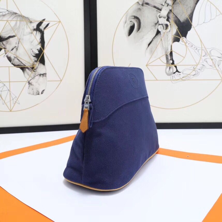 Hermes Medium Bolide Travel Case In Blue Electric Cotton - Image 4