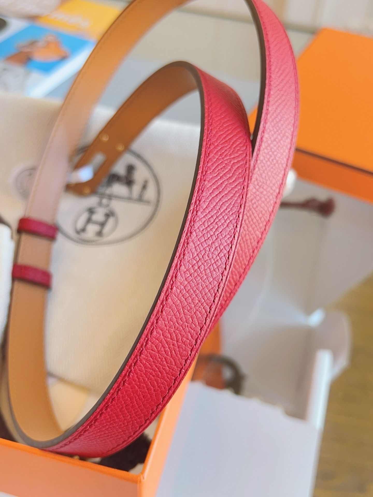 Hermes Kelly 18 Belt in Red Epsom Leather - Image 8