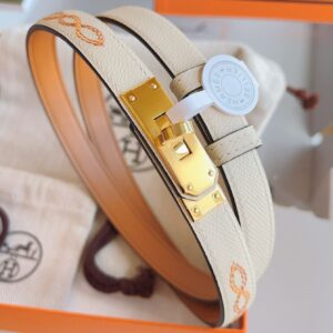 Hermes Kelly 18 H Filet Belt in Nata Epsom Leather