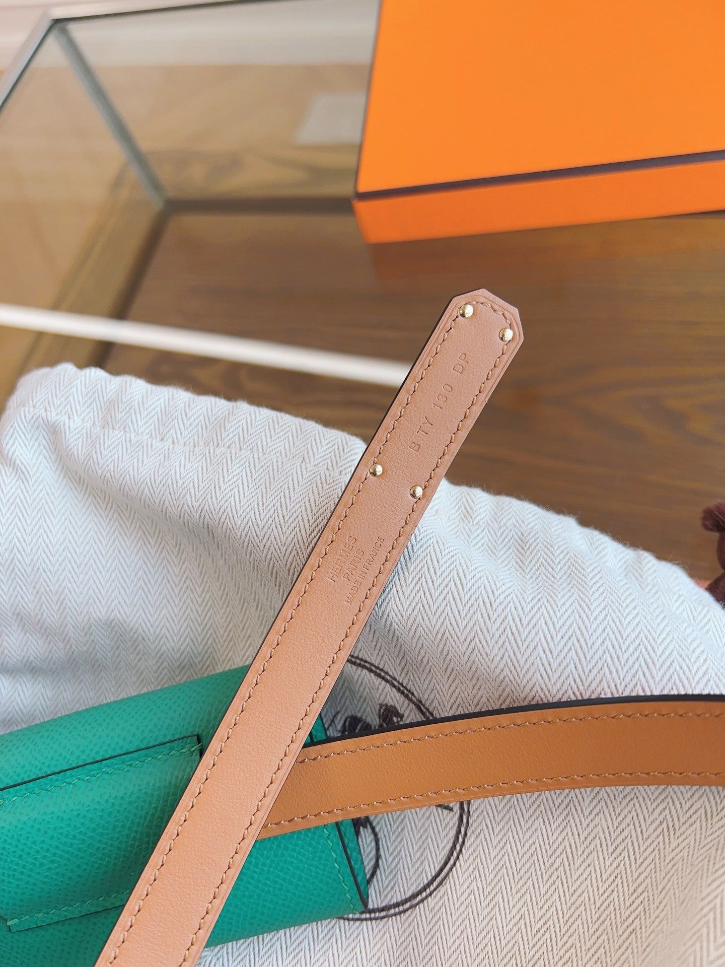 Hermes Kelly Pocket 18 Belt in Piment and Blue Paon Epsom Calfskin - Image 9